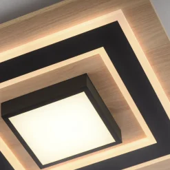 JUST LIGHT. Plafondlamp Tola, hoekig, 2-lamps, hout, 3000 K