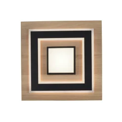 JUST LIGHT. Plafondlamp Tola, hoekig, 2-lamps, hout, 3000 K