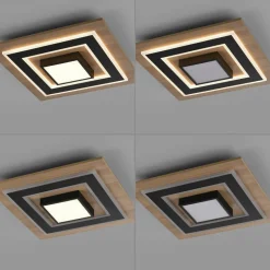 JUST LIGHT. Plafondlamp Tola, hoekig, 2-lamps, hout, 3000 K