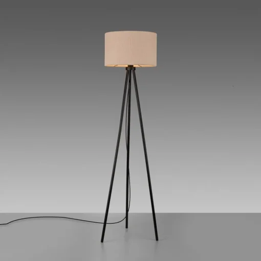 JUST LIGHT. Vloerlamp Green Duro, textiel, driepoot, beige