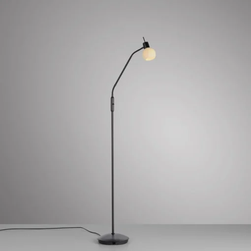 JUST LIGHT. Vloerlamp Loki, zwart, ijzer, glas