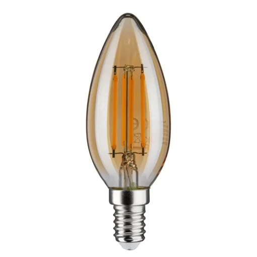 Kaarslamp E14 4,7W 2.500K goud, dimbaar