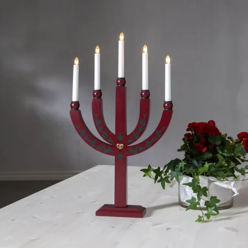Kandelaar Elias Tradition 5-lamps rood