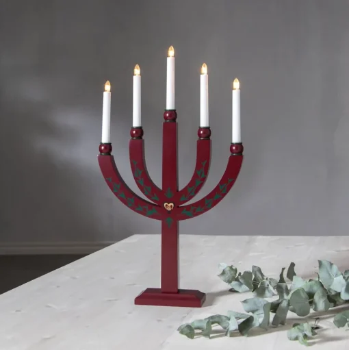Kandelaar Elias Tradition 5-lamps rood