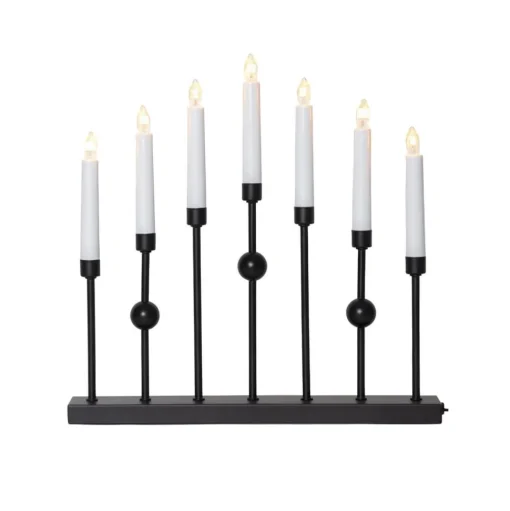 Kandelaar Gustav, zwart metaal hoogte 37 cm 7-lamps