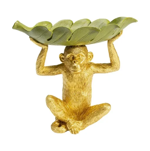 KARE Banana Leaf decoratieve kom, goud/groen, handbeschilderd