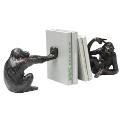 KARE Boekensteun Aap, polyresin, zwart, set van 2
