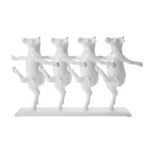 KARE Dansende koeien decoratief beeldje, wit, polyresin, hoogte 23 cm