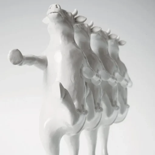 KARE Dansende koeien decoratief beeldje, wit, polyresin, hoogte 23 cm