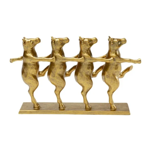 KARE Dansende koeien decoratief beeldje, goudkleurig, polyresin, H 23 cm