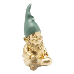 KARE decoratief beeldje dwerg Zittend, groen/goudkleurig, polyresin