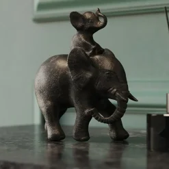 KARE decoratief beeldje Olifant Dumbo Uno, polyresin, bruin, H 19 cm