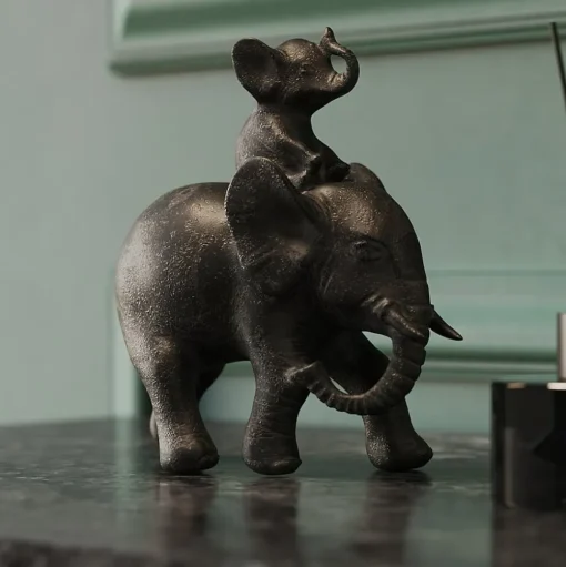 KARE decoratief beeldje Olifant Dumbo Uno, polyresin, bruin, H 19 cm
