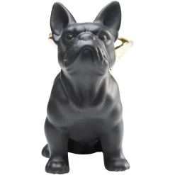 KARE decoratief beeldje Zittende Engel Hond, zwart/goud, steengoed