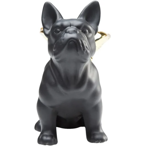 KARE decoratief beeldje Zittende Engel Hond, zwart/goud, steengoed
