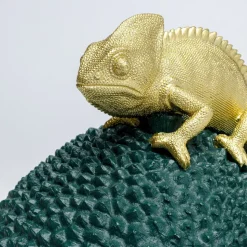 KARE decoratieve doos Kameleon, hoogte 34 cm, donkergroen, goud