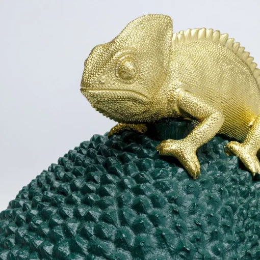 KARE decoratieve doos Kameleon, hoogte 34 cm, donkergroen, goud