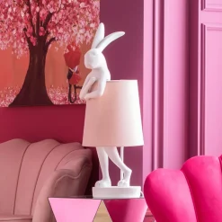 Kare Dieren Konijn tafellamp wit/roze
