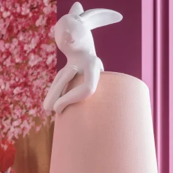 Kare Dieren Konijn tafellamp wit/roze