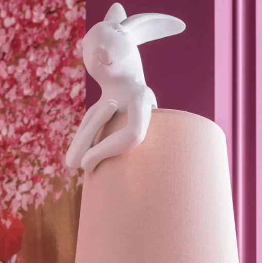 Kare Dieren Konijn tafellamp wit/roze