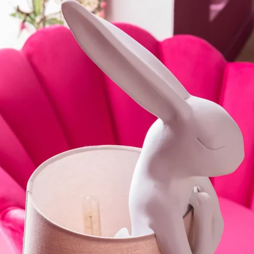 Kare Dieren Konijn tafellamp wit/roze
