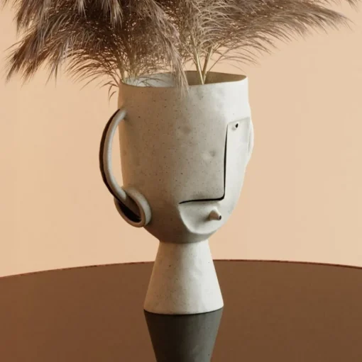 KARE Face Pot vaas, hoogte 30 cm, geglazuurd steengoed, beschilderd