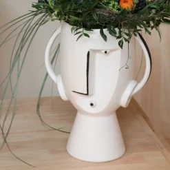 KARE Face Pot vaas, hoogte 30 cm, geglazuurd steengoed, beschilderd