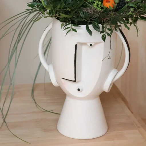 KARE Face Pot vaas, hoogte 30 cm, geglazuurd steengoed, beschilderd