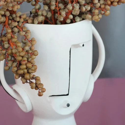 KARE Face Pot vaas, hoogte 30 cm, geglazuurd steengoed, beschilderd