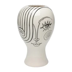 KARE Favola Lady vaas, hoogte 30 cm, keramiek, zwart/wit