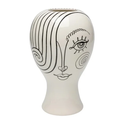 KARE Favola Lady vaas, hoogte 30 cm, keramiek, zwart/wit
