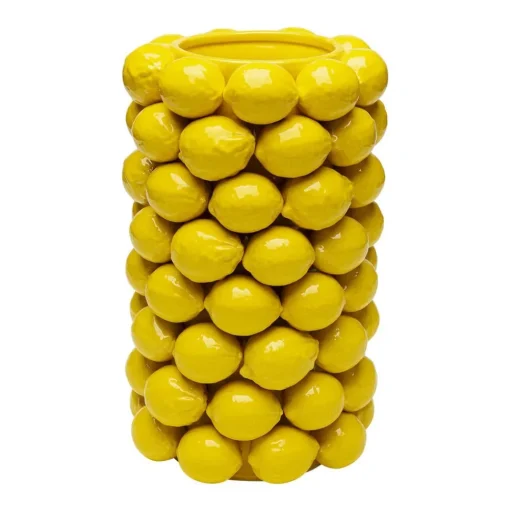 KARE Vaas Citroensap, hoogte 43 cm, Ø 26 cm, porselein, geel