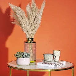 KARE Vaas LA Noble, hoogte 30 cm, glas, goud/helder, handgemaakt