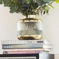 KARE Vaas LA Noble, hoogte 18 cm, glas, goud/helder, handgemaakt