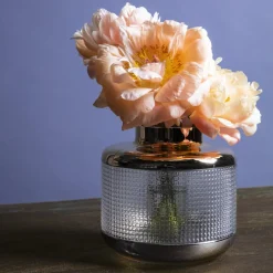 KARE Vaas LA Noble, hoogte 18 cm, glas, goud/helder, handgemaakt