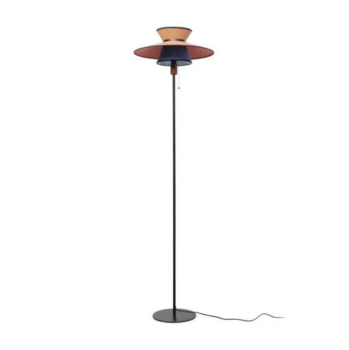 Kare vloerlamp Riva, meerkleurig, textiel, hout, hoogte 160 cm