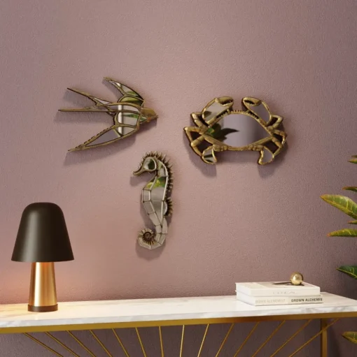 KARE Zwaluw Spiegel wandobject, polyresin, glas, goud