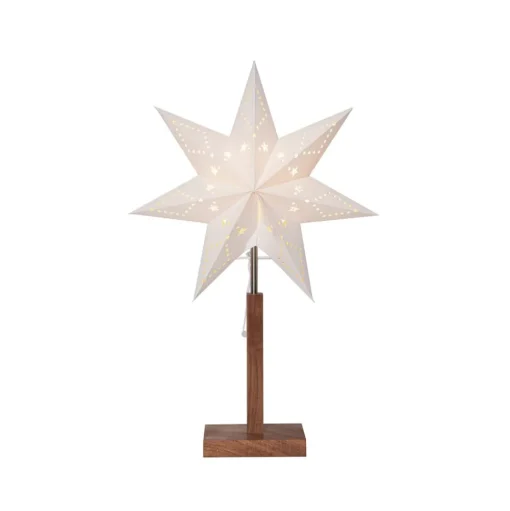 Karo tafellamp, wit, 55 cm, papier, acaciahout, ster