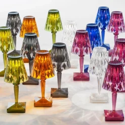 Kartell LED tafellamp Batterij, 26 cm, rookgrijs, IP54