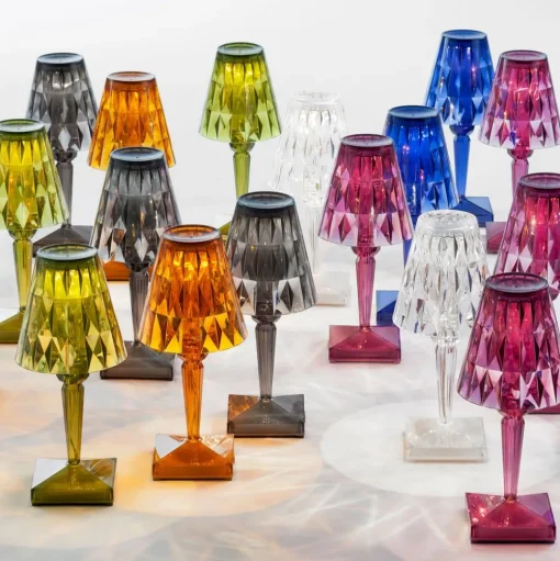 Kartell LED tafellamp Batterij, 26 cm, rookgrijs, IP54
