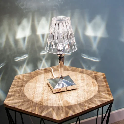 Kartell LED tafellamp Batterij, 26cm, chroomkleurig, IP54