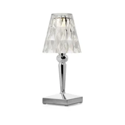 Kartell LED tafellamp Batterij, 26cm, chroomkleurig, IP54