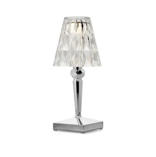 Kartell LED tafellamp Batterij, 26cm, chroomkleurig, IP54