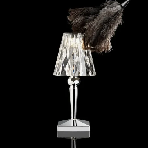 Kartell LED tafellamp Batterij, 26cm, chroomkleurig, IP54