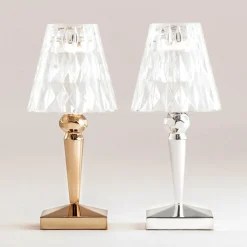 Kartell LED tafellamp Batterij, 26cm, chroomkleurig, IP54