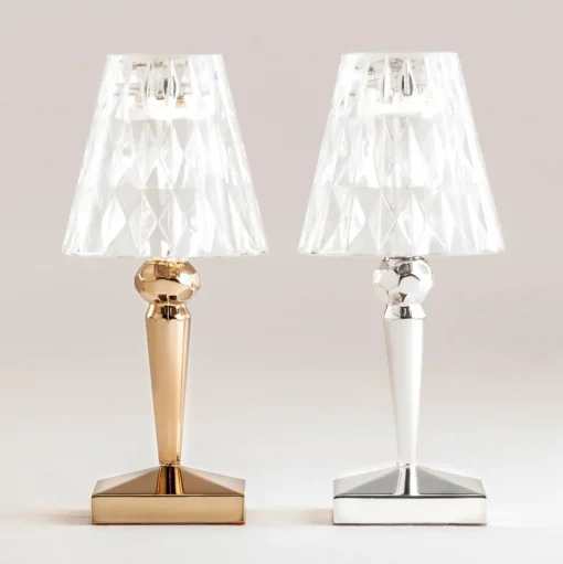 Kartell LED tafellamp Batterij, 26cm, chroomkleurig, IP54
