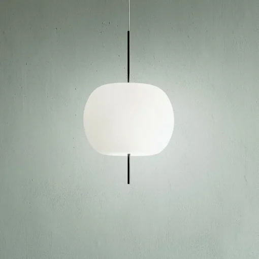 kdln hanglamp Kushi, zwart/wit, Ø 16 cm, glas