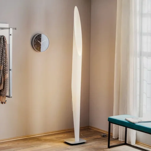 kdln vloerlamp Shakti, zilver, wit gesatineerd, hoogte 200 cm