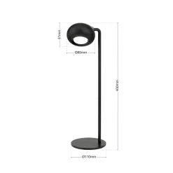 Kerby LED tafellamp, oplaadbaar, zwart, hoogte 40 cm, aluminium
