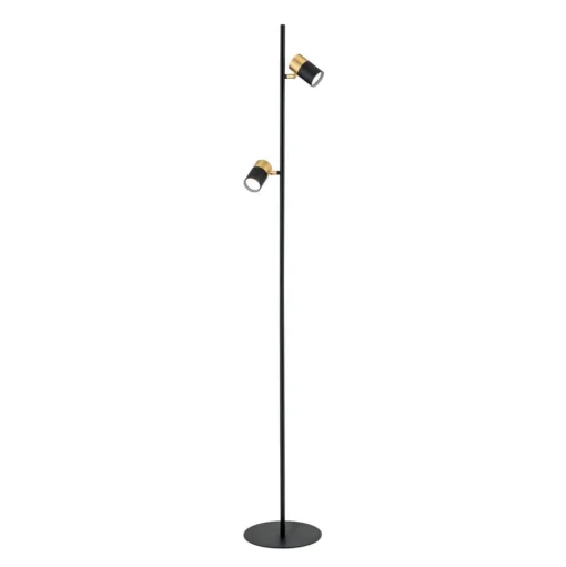 Kevin vloerlamp, 2-lamps, zwart/goud